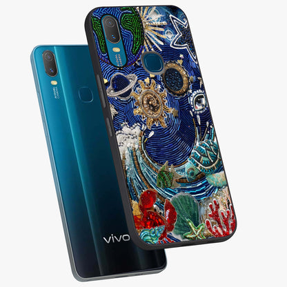 Universe Underwater Spark Glass Case displayed in angled mockup highlighting glowing aquatic design with celestial aesthetic.