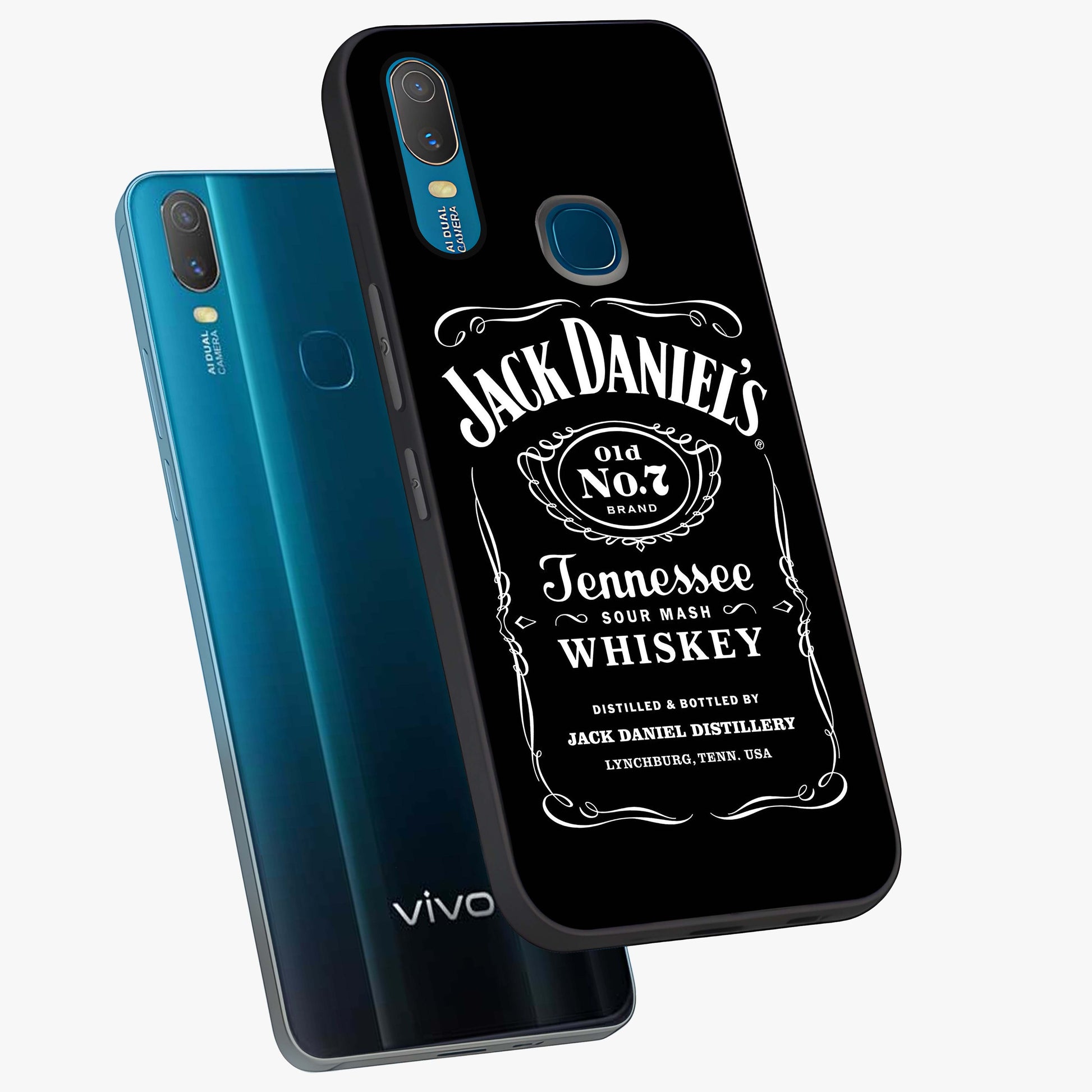 Vintage Whiskey Heritage Glass Case displayed in angled mockup highlighting retro beverage themed design with heritage aesthetic.