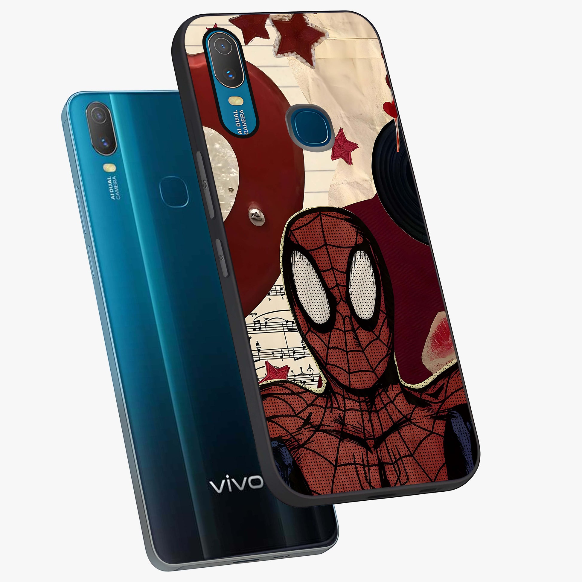 Web Warrior Vibes Glass Case displayed in angled mockup highlighting dynamic web design with comic style aesthetic.