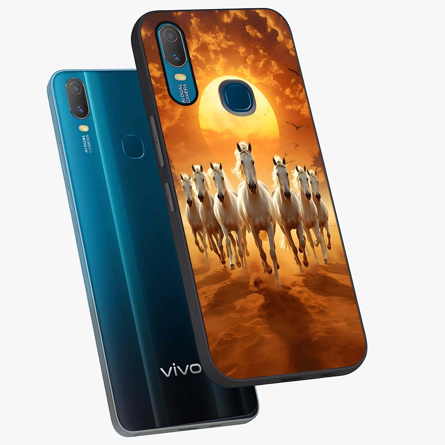 Wild Sunset Majesty Glass Case displayed in angled mockup highlighting vibrant sunset sky design with scenic aesthetic.