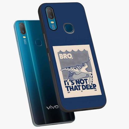 Worry Less Swim Glass Case displayed in angled mockup highlighting fun typography design with relaxed aesthetic style.