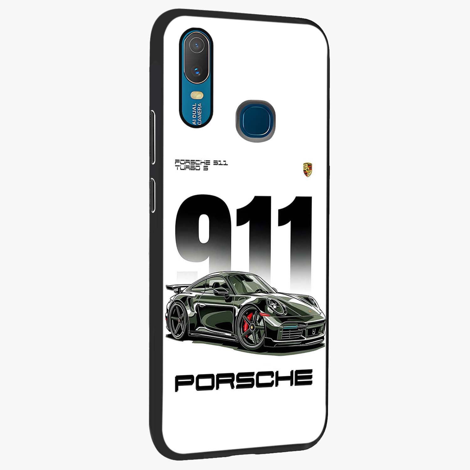 911 Turbo Dominance Glass Case upright perspective showcasing powerful racing design and modern automotive aesthetic.