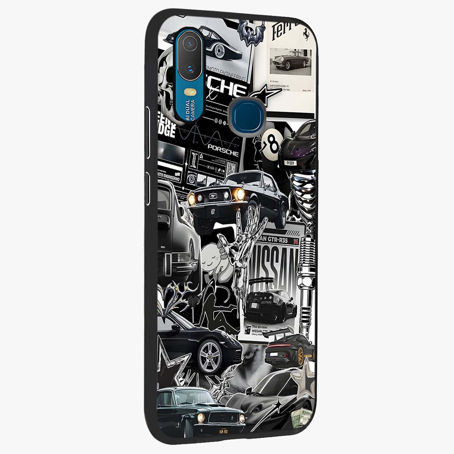 Aesthetic Dark Love Glass Case upright view showcasing dramatic romantic artwork with modern aesthetic style.