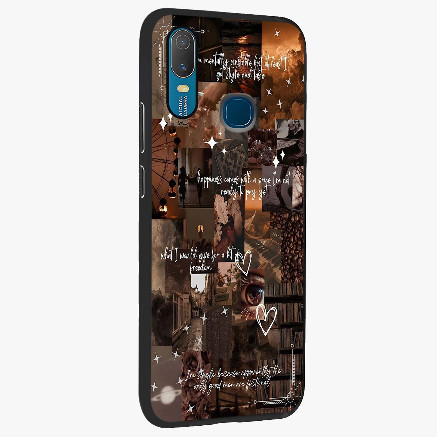 Bittersweet Aesthetic Chaos Glass Case upright view showcasing bold artistic chaos design with modern aesthetic style.