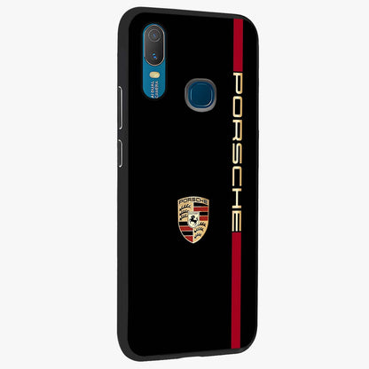 Black Minimal Porsche Glass Case upright view showcasing stylish automotive artwork with bold minimal theme.
