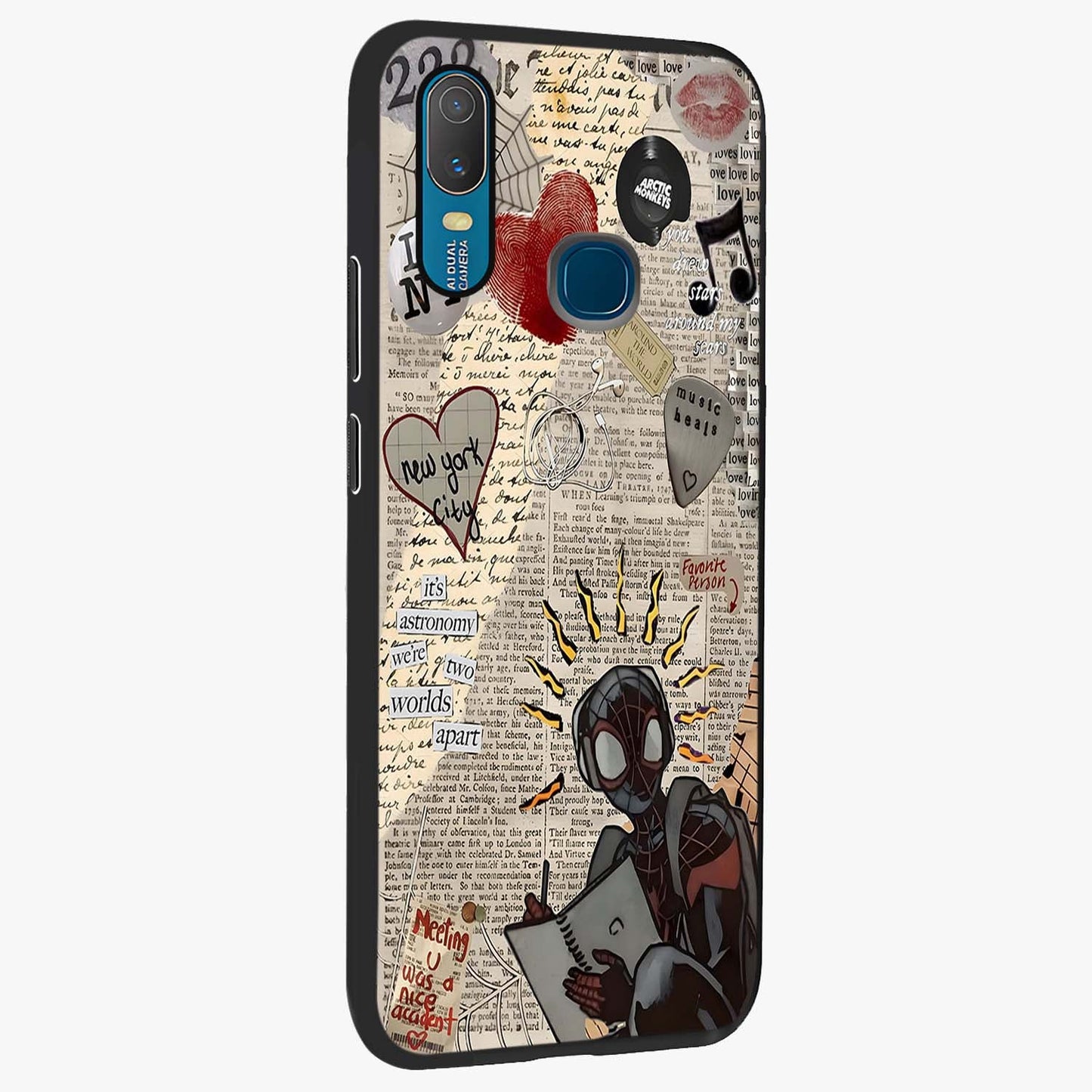 City Dream Sketch Glass Case upright view showcasing urban skyline artwork with stylish hand drawn design.