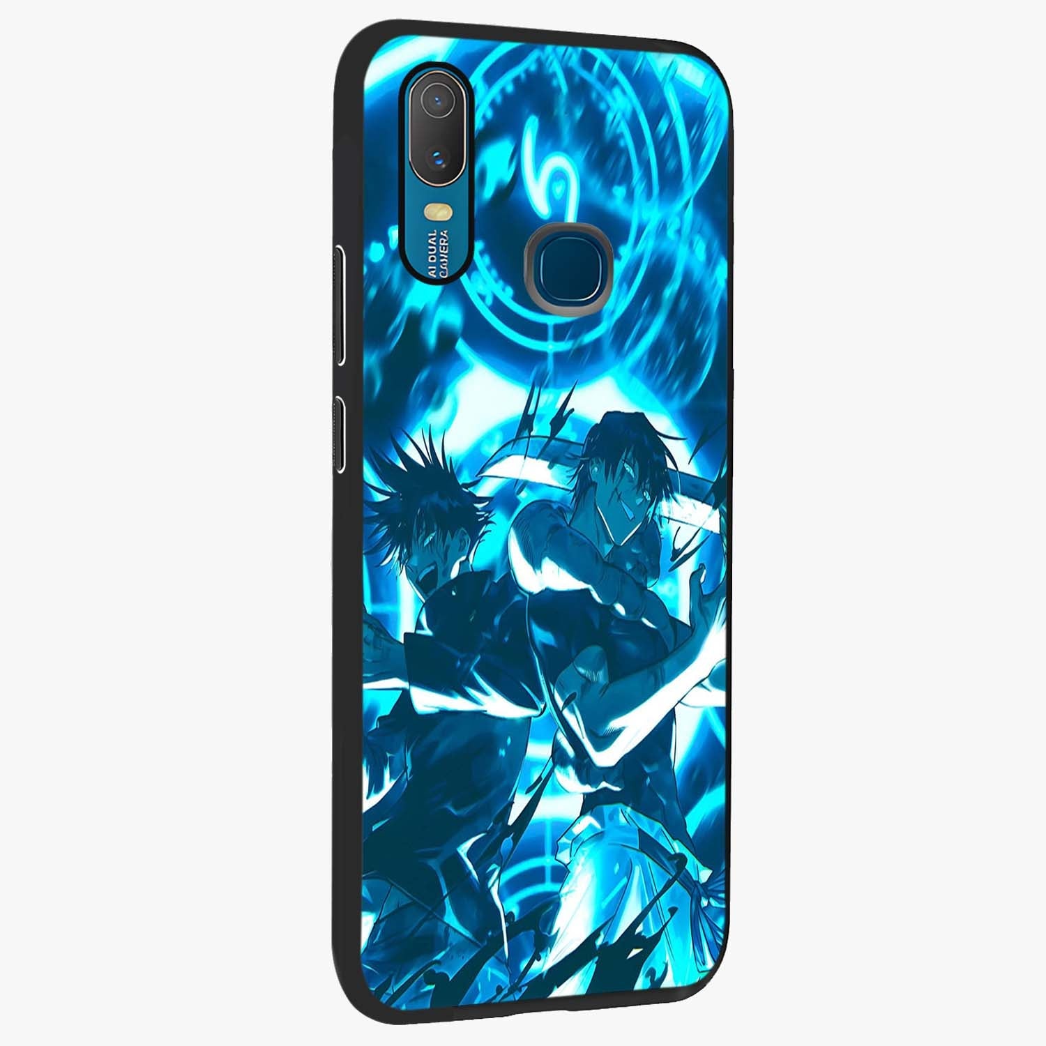Cursed Energy Clash Glass Case upright view showcasing dramatic clash artwork with bold supernatural theme.