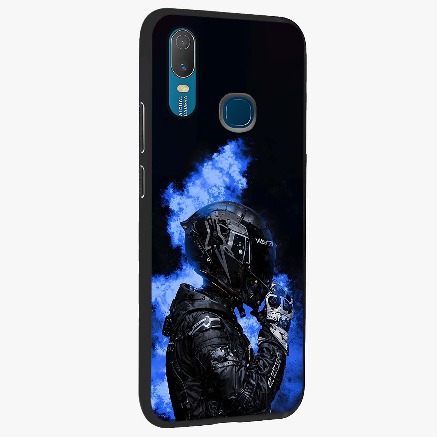 Cyber Sentinel Protocol Glass Case upright view showcasing advanced cyber sentinel artwork with futuristic tech theme.