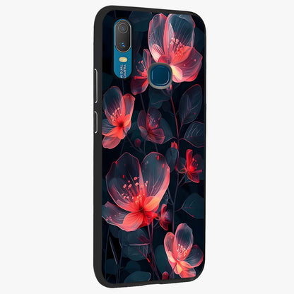 Dark Shade of Flower Glass Case upright view showcasing delicate flower artwork with rich dark floral theme.