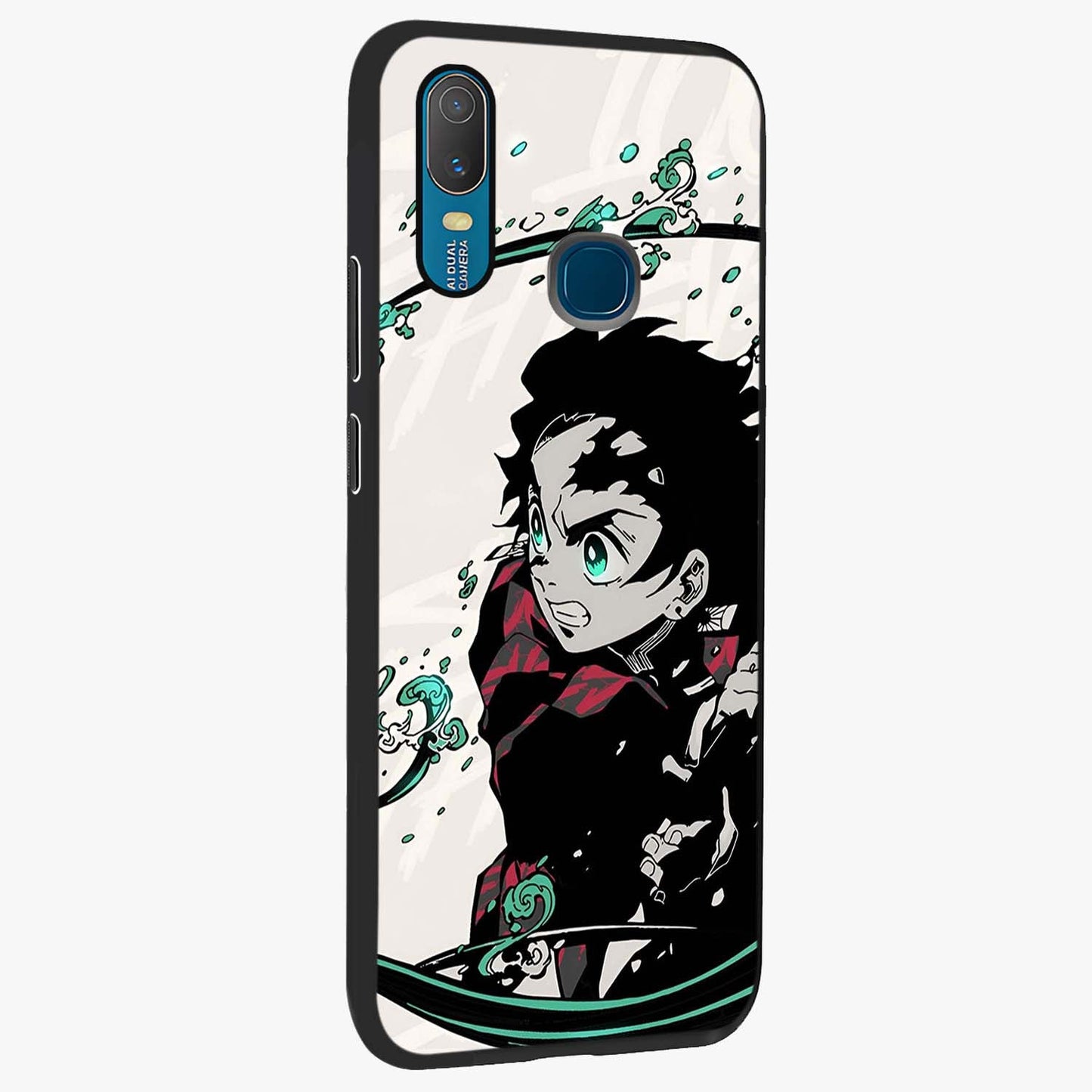 Demon Slayer Glass Case upright view showcasing powerful anime artwork with intense warrior theme.