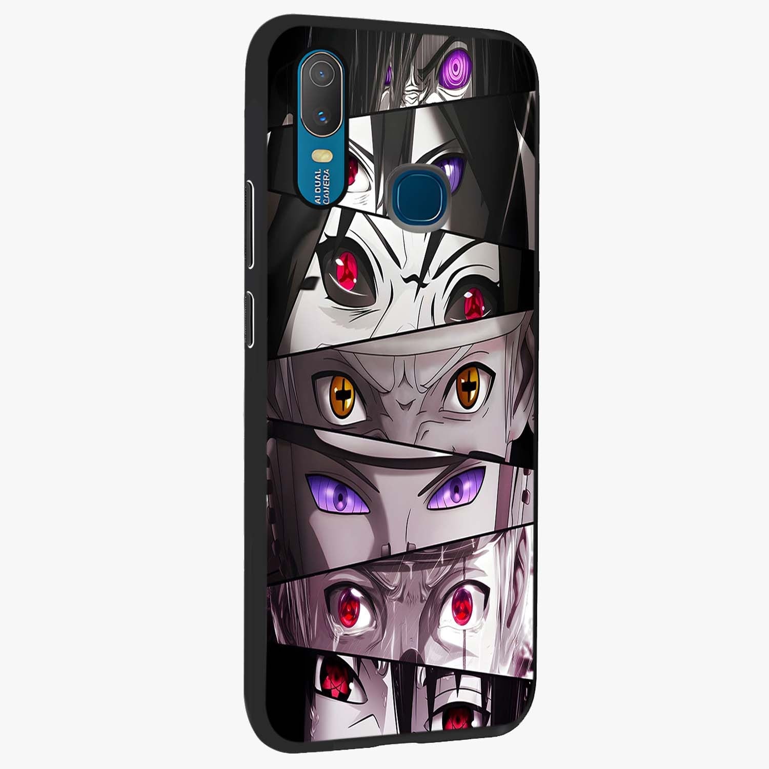 Eyes of Destiny Glass Case upright view showcasing symbolic eye artwork with dramatic artistic theme.