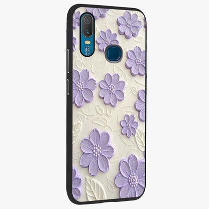 Floral Wall Art With Purple Flowers Glass Case upright view showcasing elegant purple flower artwork with decorative floral theme.