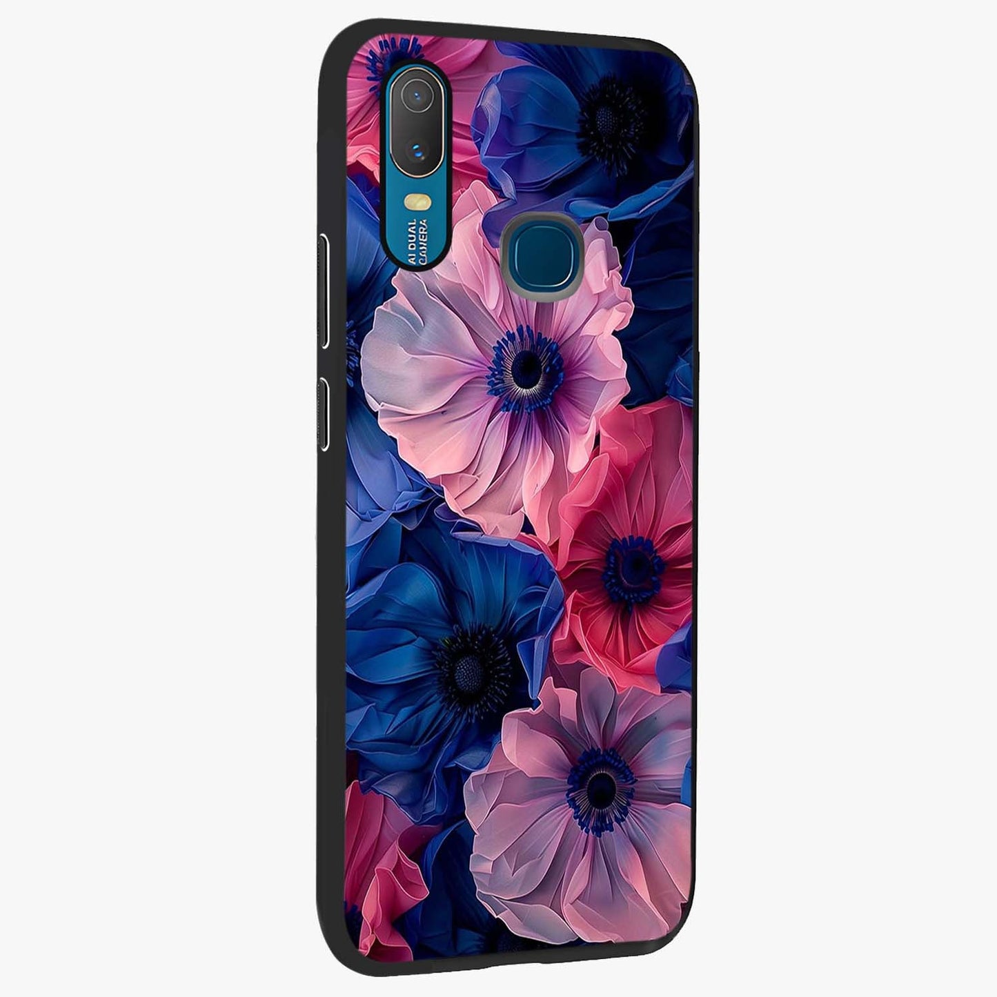 Flower Paper Art Pattern Glass Case upright view showcasing decorative paper floral artwork with creative craft style.