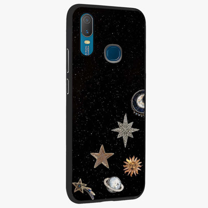 Galactic Charm Glow Glass Case upright view showcasing glowing cosmic charm artwork with magical celestial style.