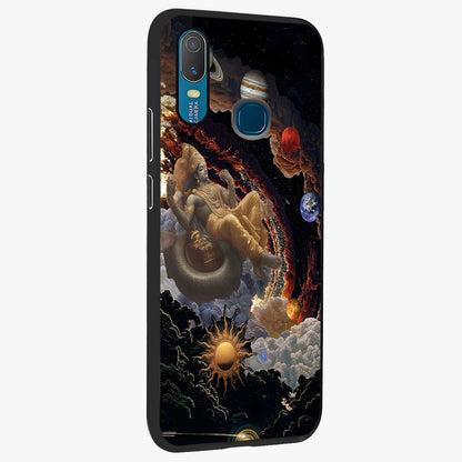Galactic Divine God Glass Case upright view showcasing mystical divine artwork with dramatic cosmic theme.