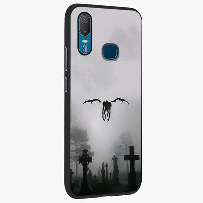 Graveyard Shadow Descent Glass Case upright view showcasing haunting graveyard artwork with dramatic dark theme.