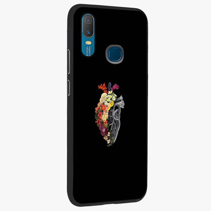 Heart With Flowers Glass Case upright view showcasing decorative heart and floral artwork with sweet romantic theme.