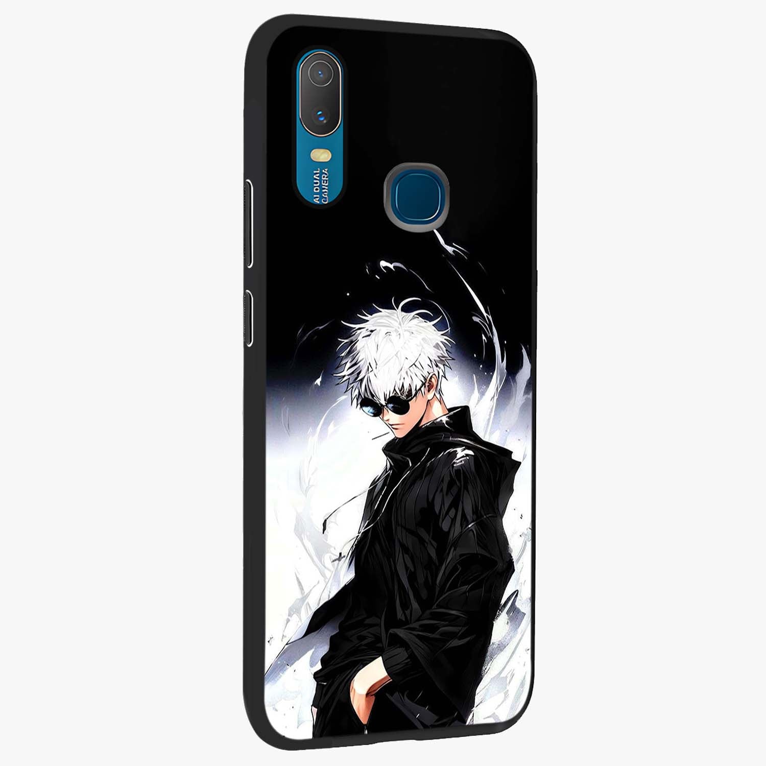 Limitless Shadow King Glass Case upright view showcasing bold shadow warrior artwork with epic fantasy theme.
