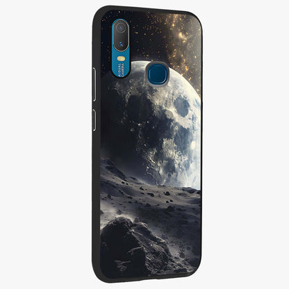 Lunar Horizon Glow Glass Case upright view showcasing radiant lunar artwork with calm cosmic theme.