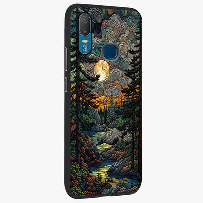 Moonlight Forest Dream Glass Case upright view showcasing magical forest artwork with calm night theme.