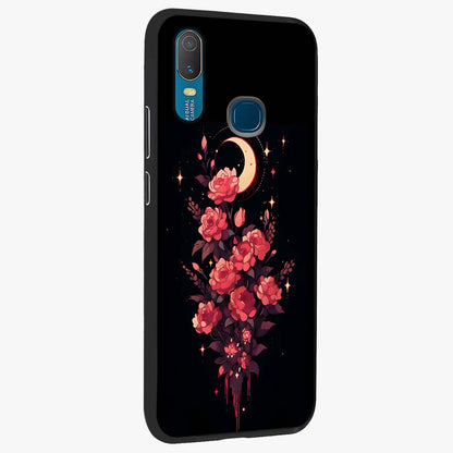 Moonlit Floral Elegance Glass Case upright view showcasing delicate floral artwork with refined night inspired theme.
