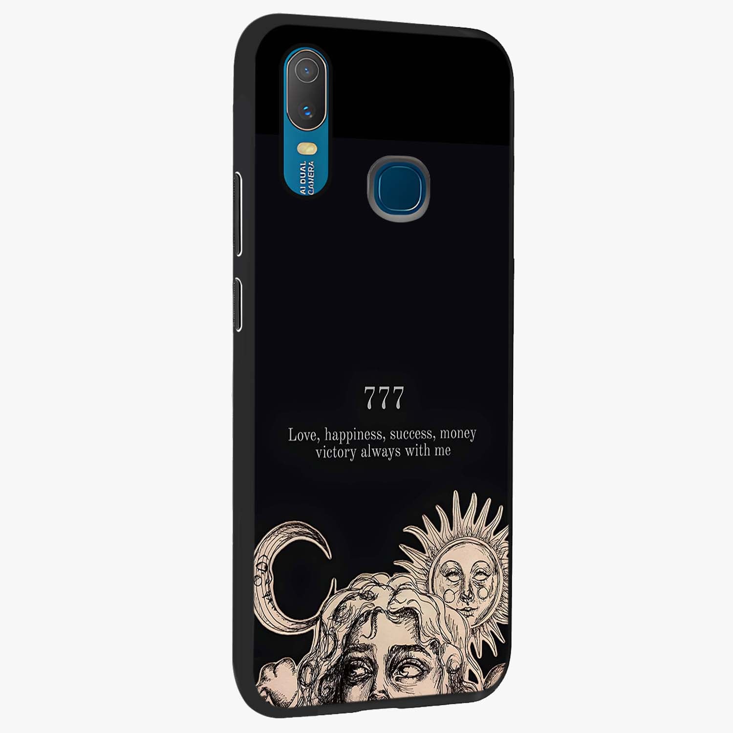 Mystic Victory Aura Glass Case upright view showcasing powerful victory themed artwork with spiritual energy vibe.