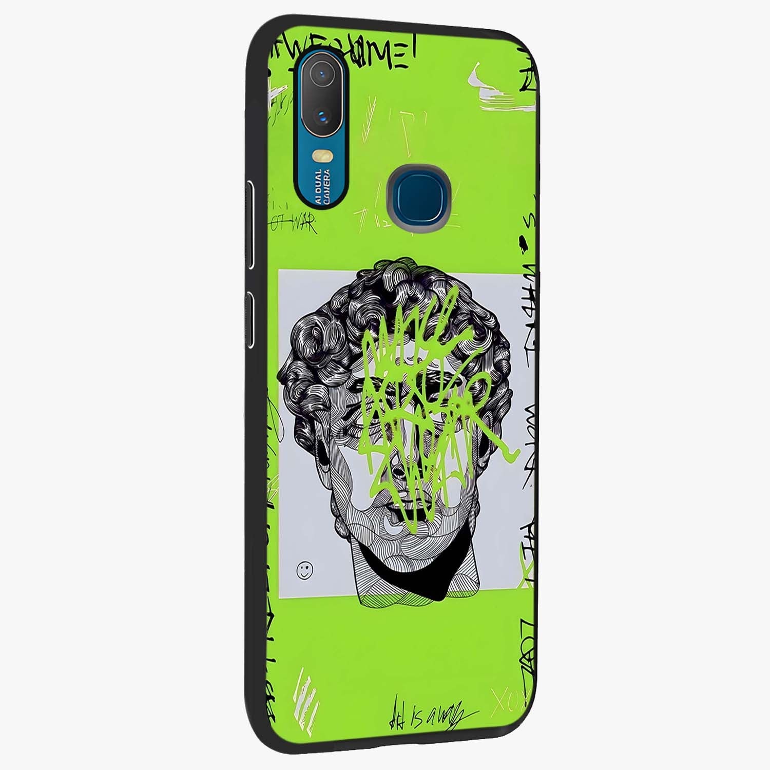 Neo Graffiti Rebellion Glass Case upright view showcasing colorful graffiti artwork with bold modern street style.