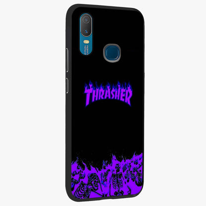 Neon Flame Riot Glass Case upright view showcasing dynamic flame artwork with energetic neon theme.