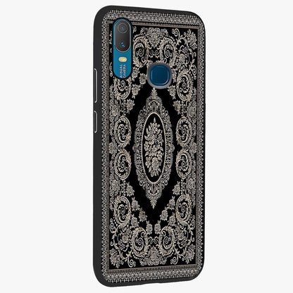 Noir Bloom Elegance Glass Case upright view showcasing graceful floral artwork with luxurious dark theme.