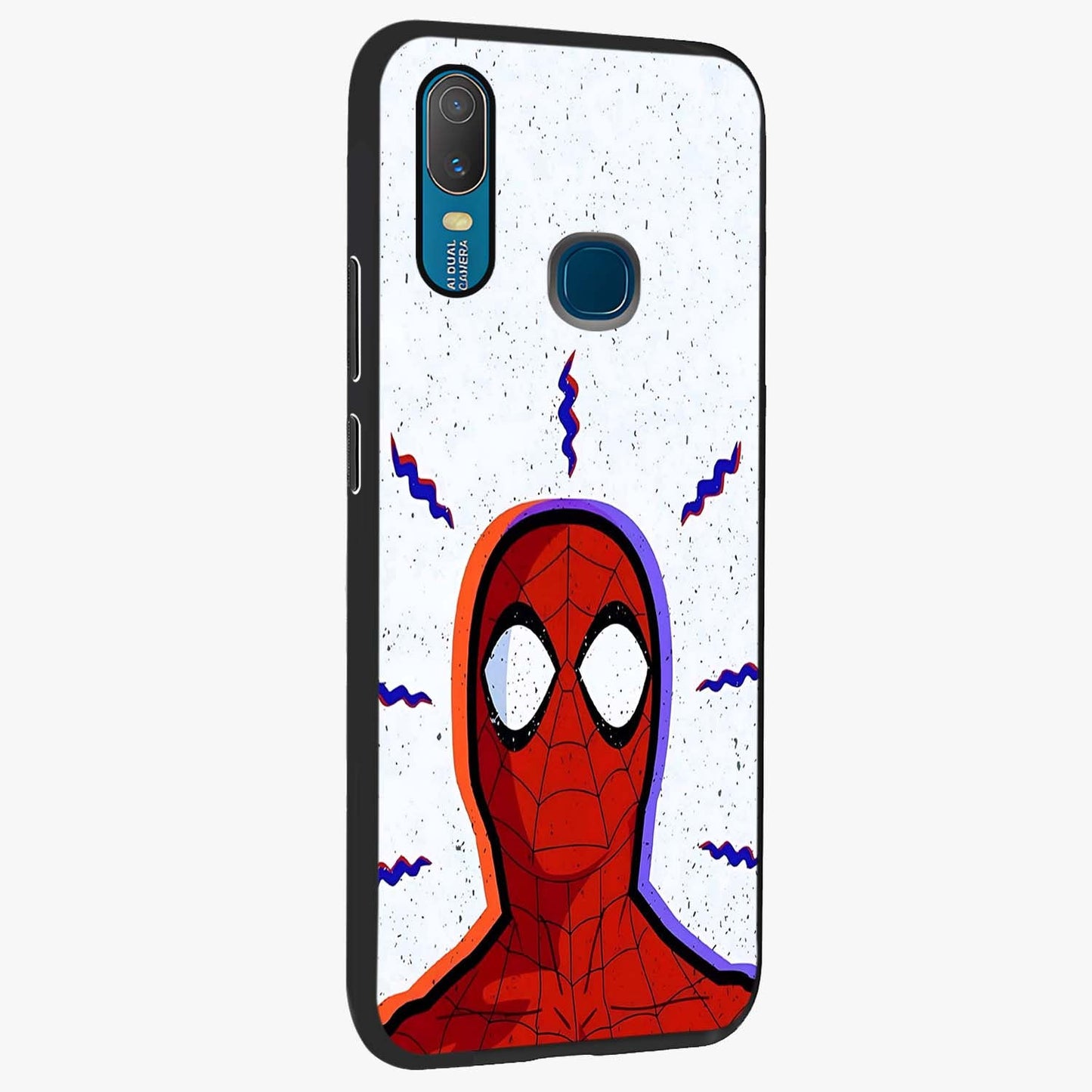 Omg Spiderman Glass Case upright view showcasing energetic superhero artwork with vibrant comic theme.