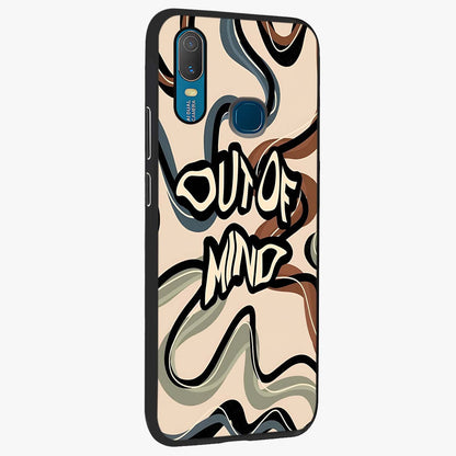 Out Of Mind Glass Case upright view showcasing striking typography artwork with edgy conceptual theme.