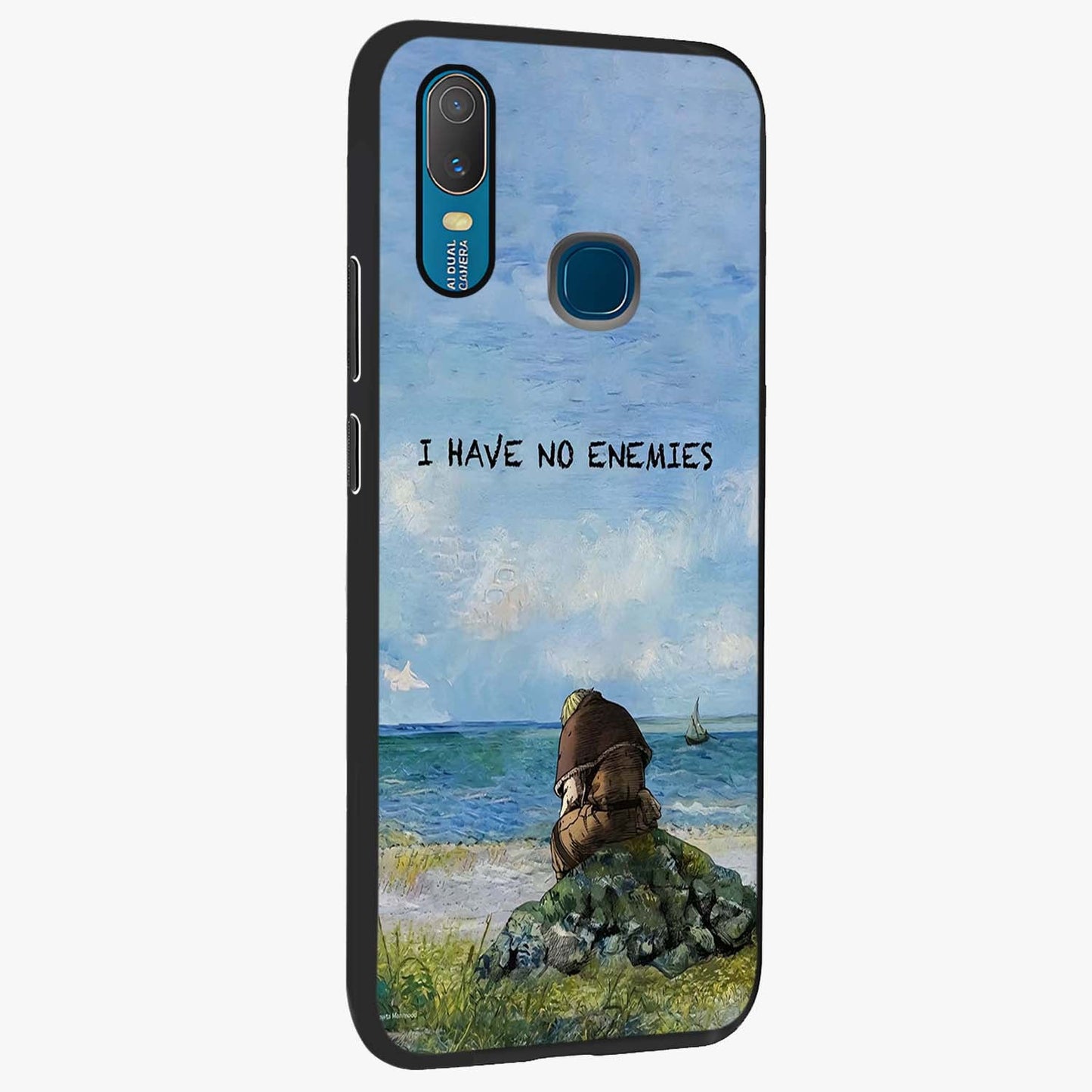 Peace Beyond War Glass Case upright view showcasing powerful peace symbol artwork with inspirational theme.