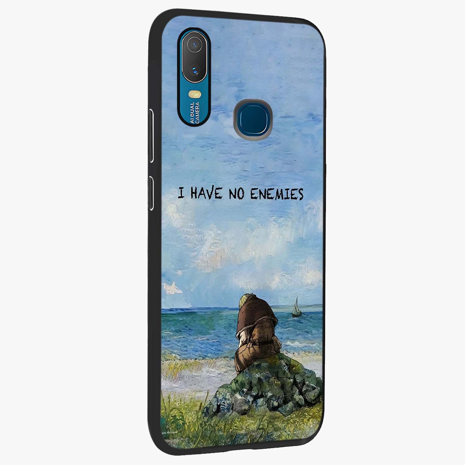 Peace Beyond War Glass Case upright view showcasing powerful peace symbol artwork with inspirational theme.