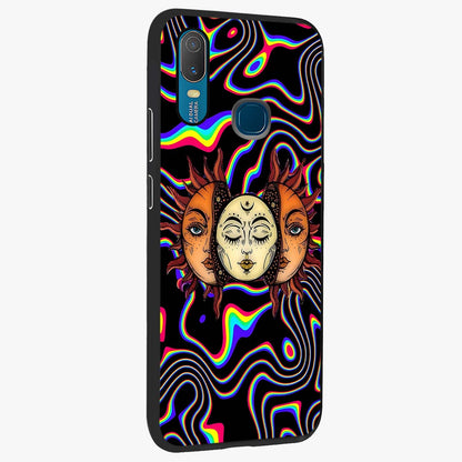 Psychedelic Sun Glass Case upright view showcasing trippy sun artwork with bold psychedelic theme.
