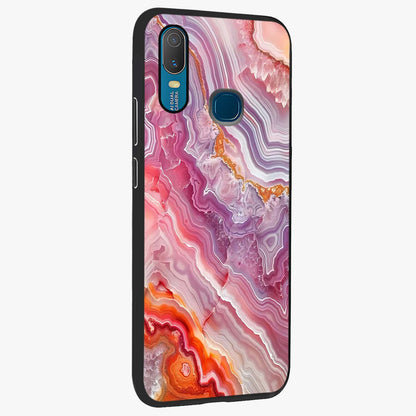 Rose Quartz Marble Glass Case upright view showcasing decorative marble artwork with luxurious pastel theme.