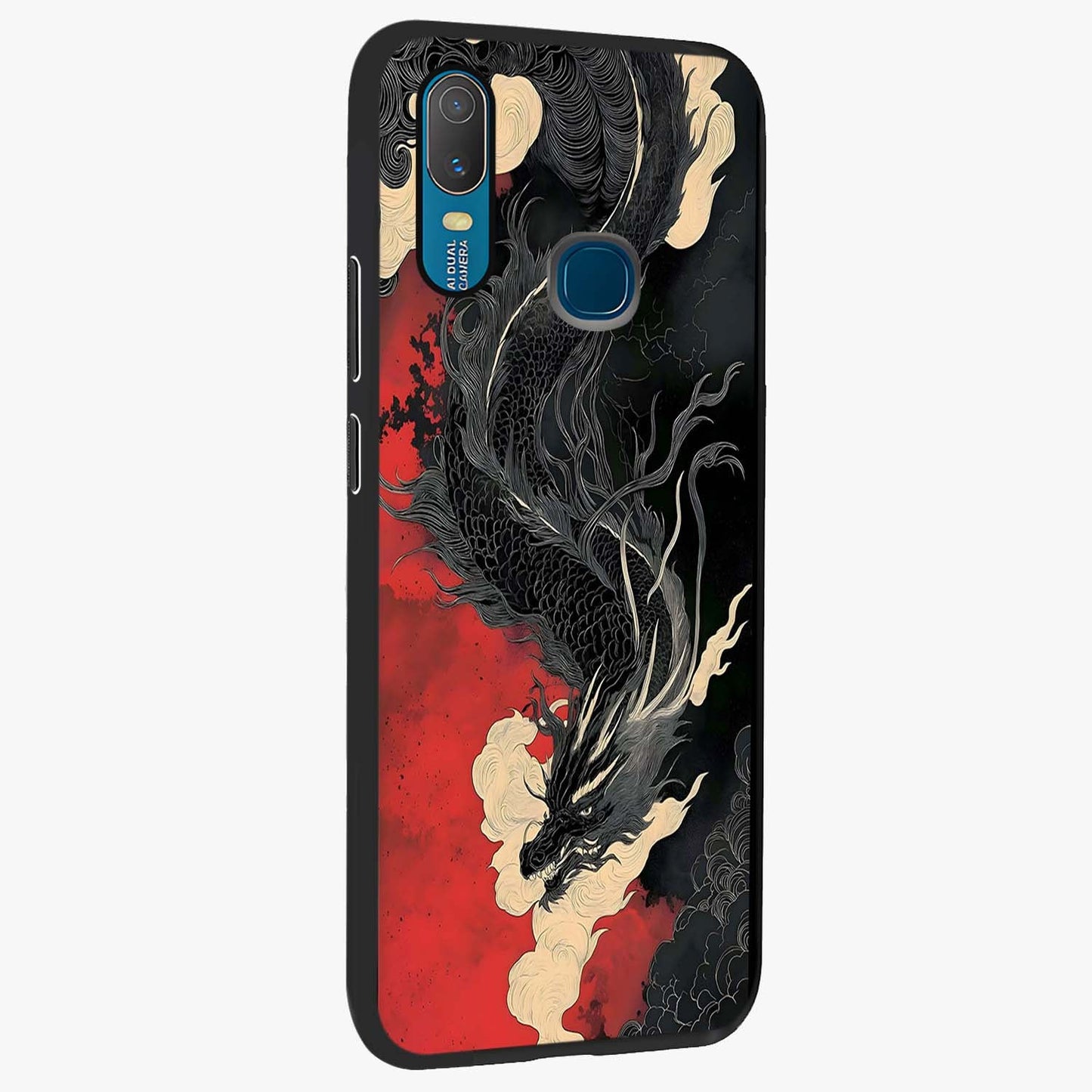 Shadow Dragon Fury Glass Case upright view showcasing intense dragon artwork with dramatic shadow theme.