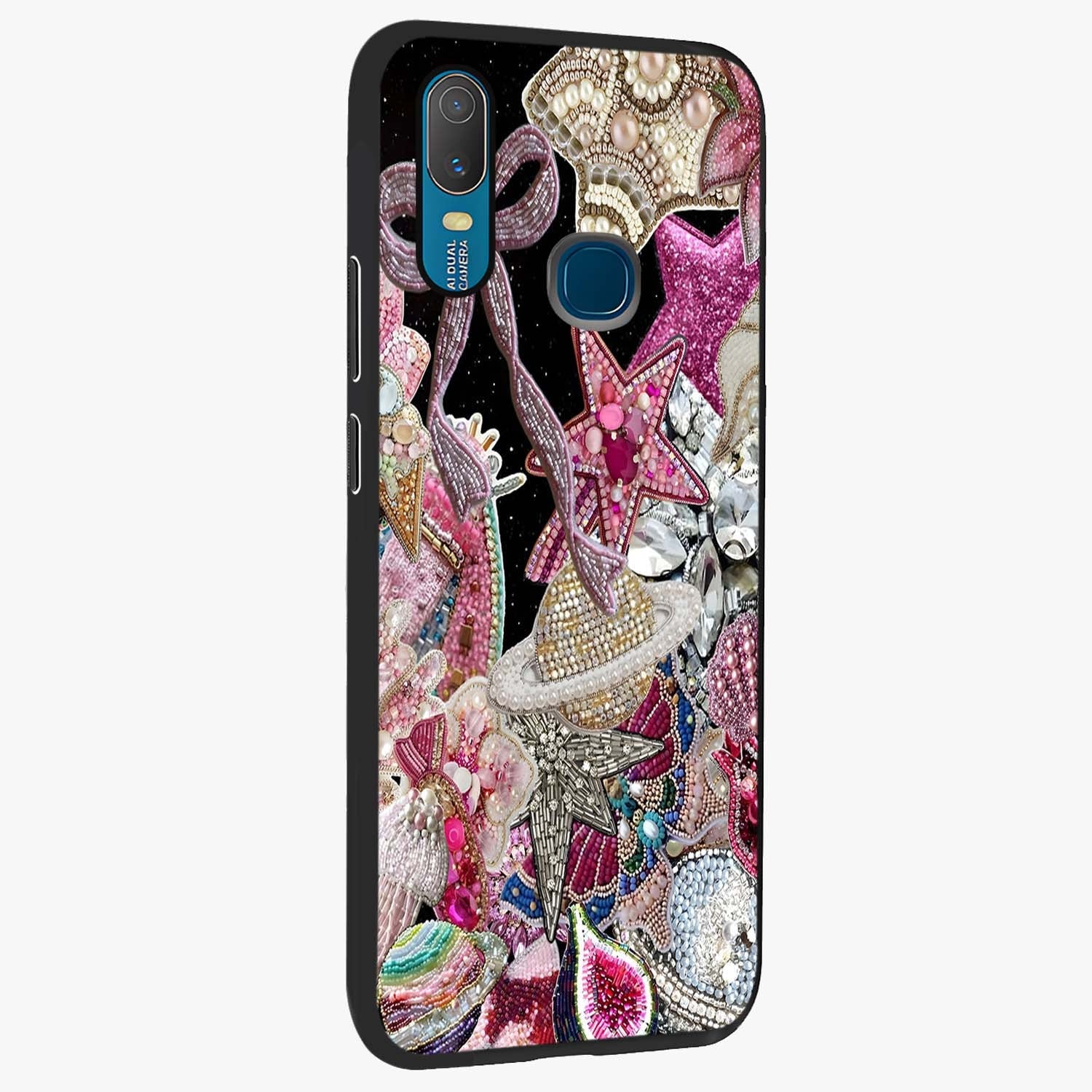 Starlit Jewel Dream Glass Case upright view showcasing radiant star inspired artwork with magical night theme.