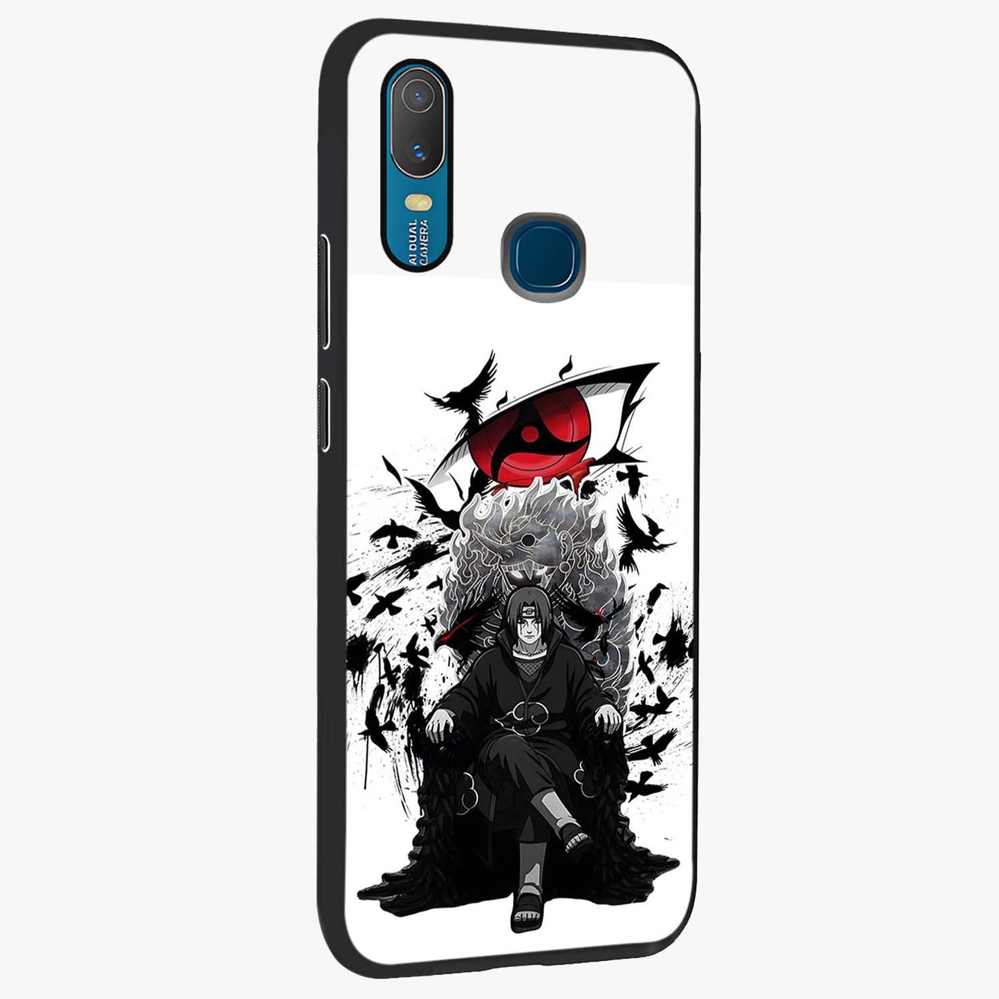 Uchiha Shadow Throne Glass Case upright view showcasing magical underwater galaxy artwork with vibrant cosmic theme.