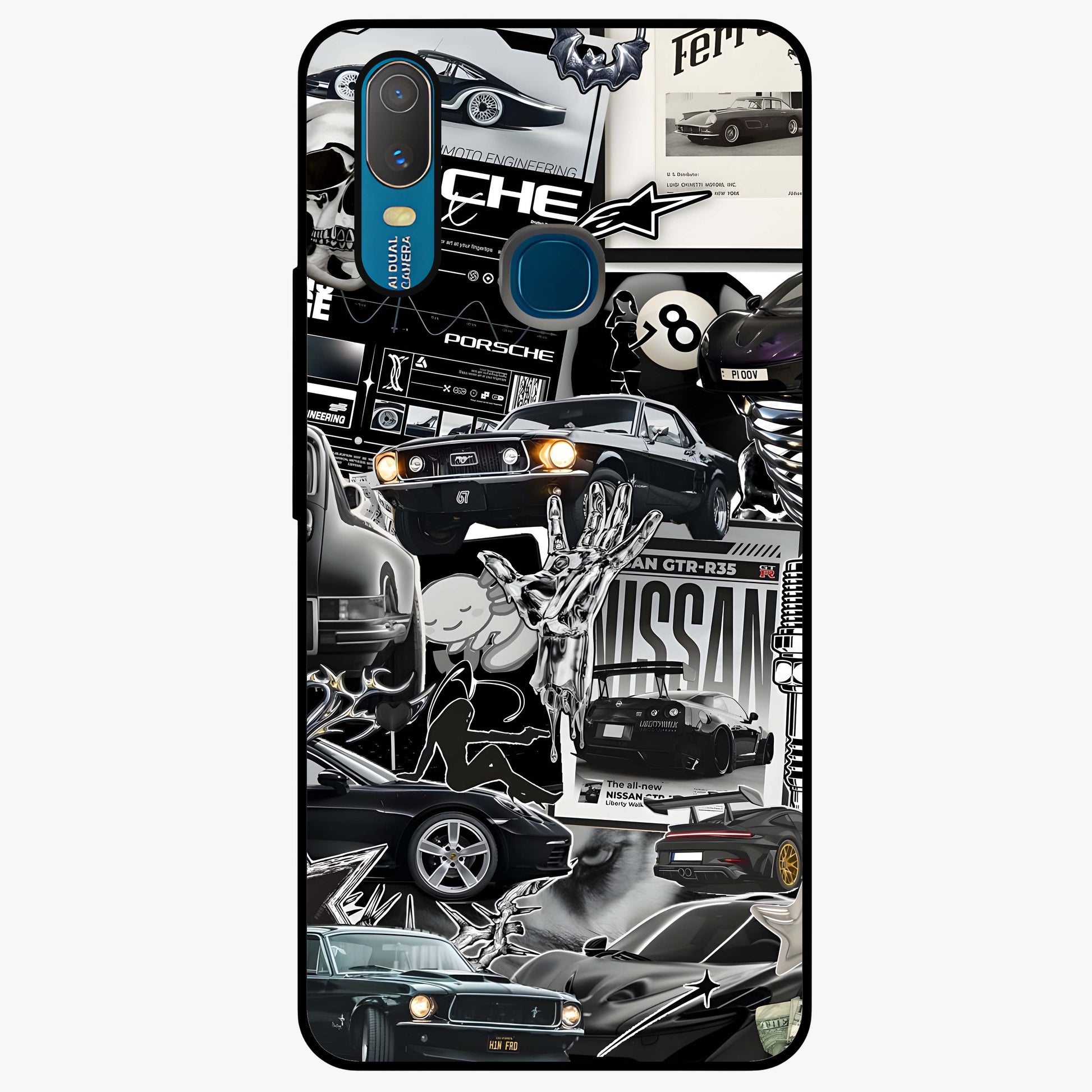 Aesthetic Dark Love Glass Case showing flat back view with dark romantic artwork and glossy glass finish.