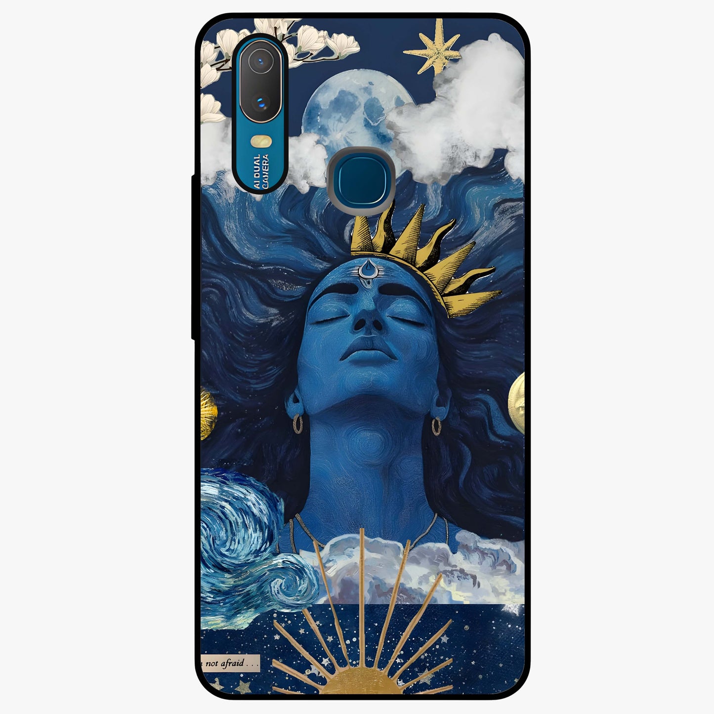 Aesthetic Lord Shiva Glass Case showing flat back view with divine Shiva artwork and glossy glass finish.