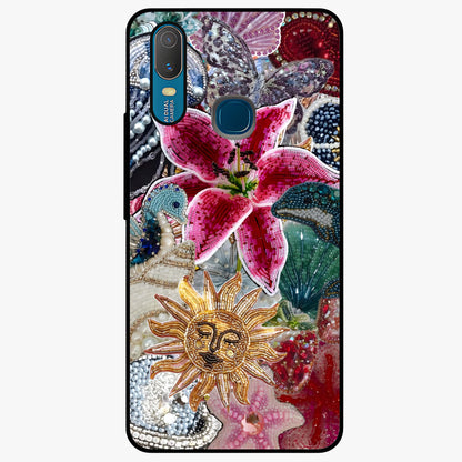 Beaded Garden Fantasy Glass Case showing flat back view with dreamy garden bead artwork and glossy glass finish.