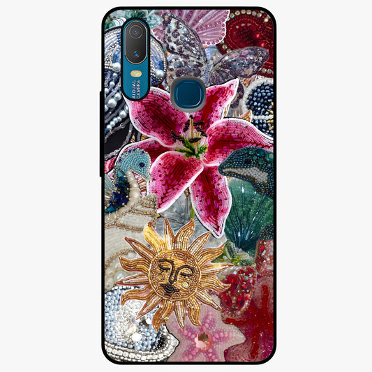 Beaded Garden Fantasy Glass Case showing flat back view with dreamy garden bead artwork and glossy glass finish.