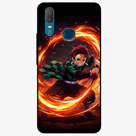 Blazing Sword Resolve Glass Case showing flat back view with fiery sword artwork and glossy glass finish.