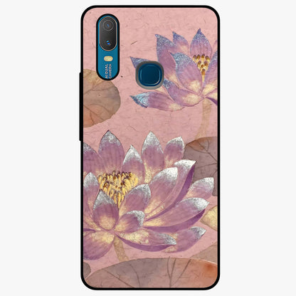 Blossom Mist Lotus Glass Case showing flat back view with serene lotus blossom artwork and glossy glass finish.