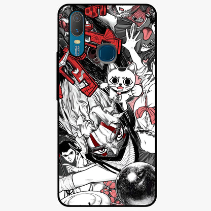 Crimson Chaos Panel Glass Case showing flat back view with bold crimson abstract artwork and glossy glass finish.