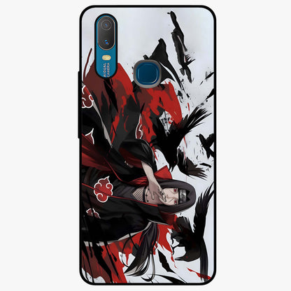 Crimson Crow Illusion Glass Case showing flat back view with artistic crow illusion artwork and glossy glass finish.