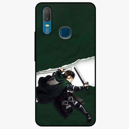 Emerald War Vanguard Glass Case showing flat back view with powerful warrior themed artwork and glossy glass finish.
