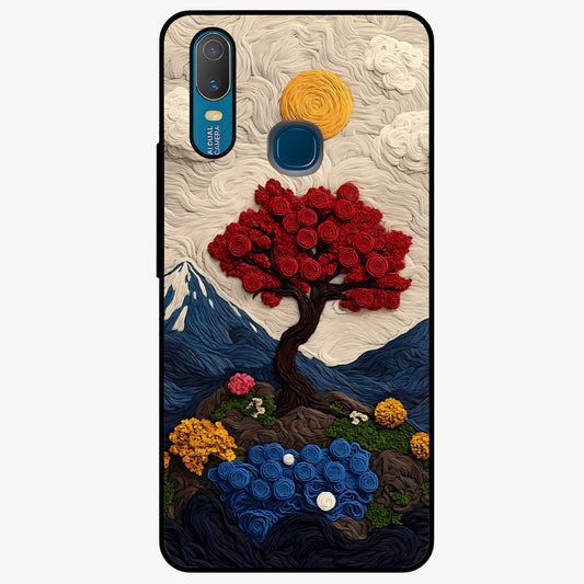 Eternal Nature Tapestry Glass Case showing flat back view with intricate nature tapestry artwork and glossy glass finish.