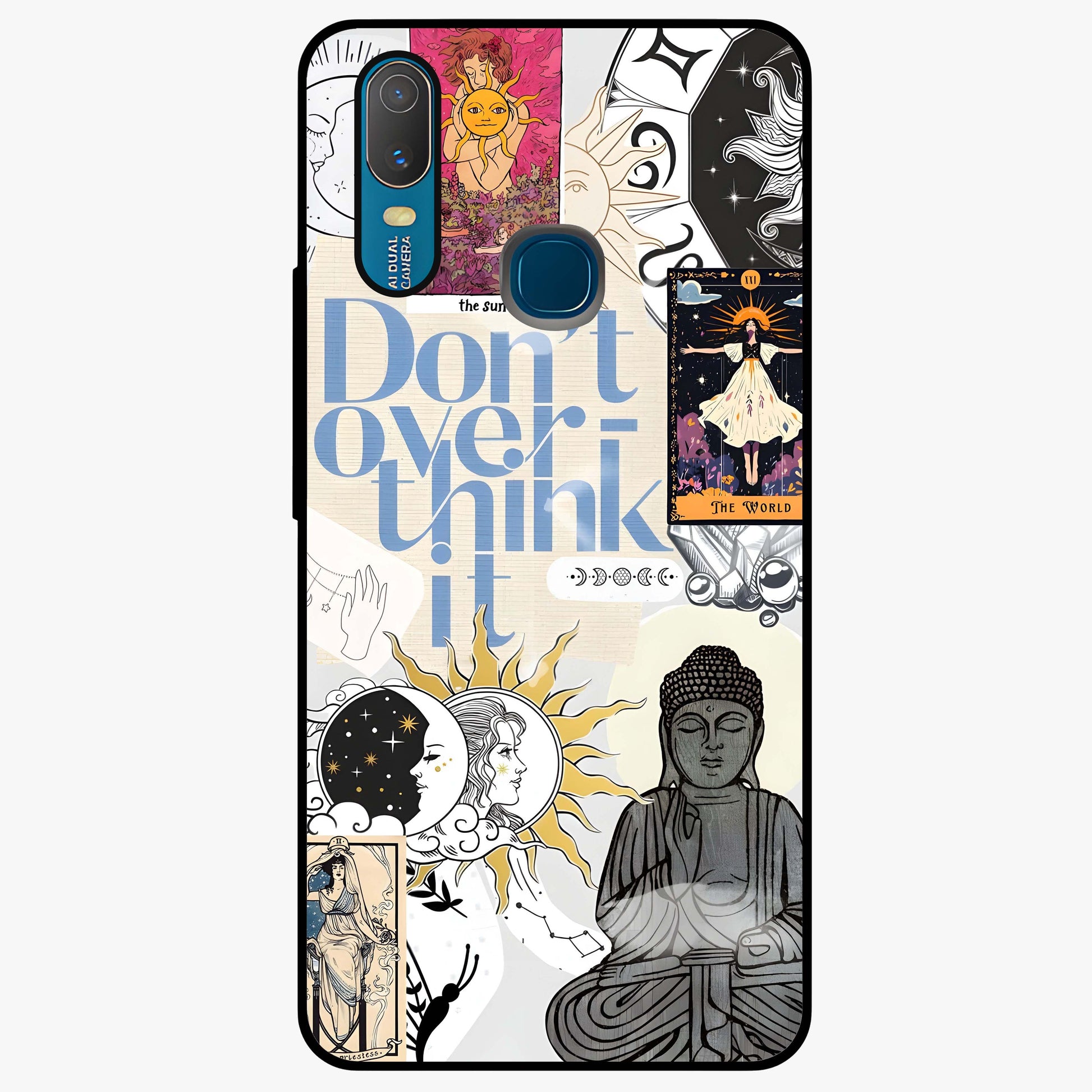 Ethereal Thoughts Glass Case showing flat back view with dreamy artistic artwork and glossy glass finish.
