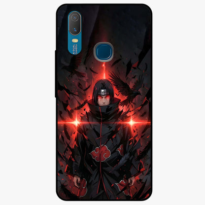 Focused Blade Discipline Glass Case showing flat back view with warrior sword themed artwork and glossy glass finish.